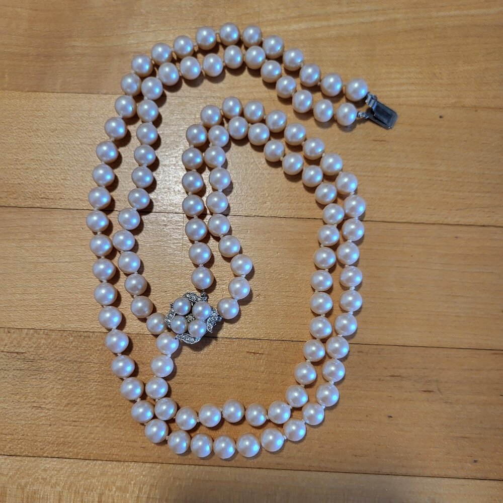 Vintage Faux Pearl Double-Strand Necklace